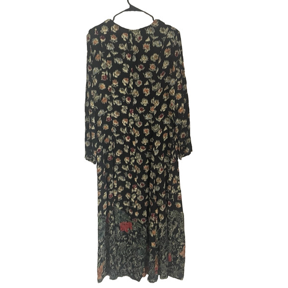 Vintage Dark Floral Maxi Dress NWT L India 100% Rayon Cottagecore Boho Romantic - Picture 2 of 9